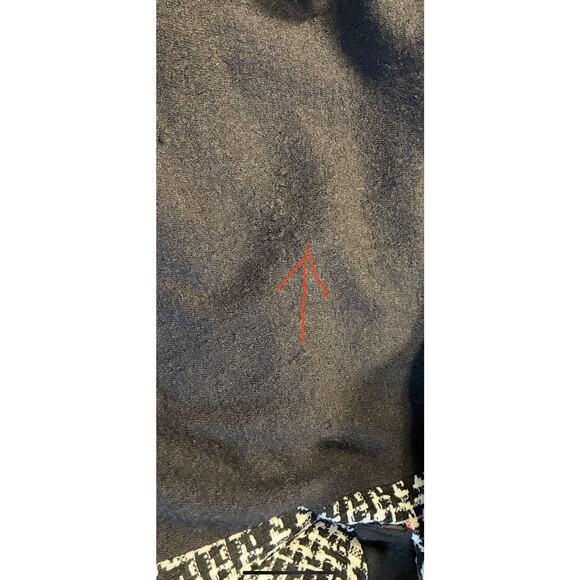 Luii Chic Black White Fringe Houndstooth Plaid Jacket Car Coat Size Large Wool - Picture 11 of 11